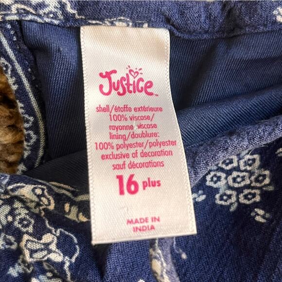 Justice Navy Blue Patterned Romper Hi lo Dress kids girls size 16 plus - Picture 2 of 6